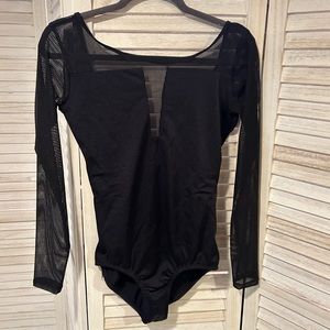 Natalie Black Mesh Cut Out Leotard